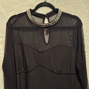 Black long sleeve with sheer top and jeweled collar